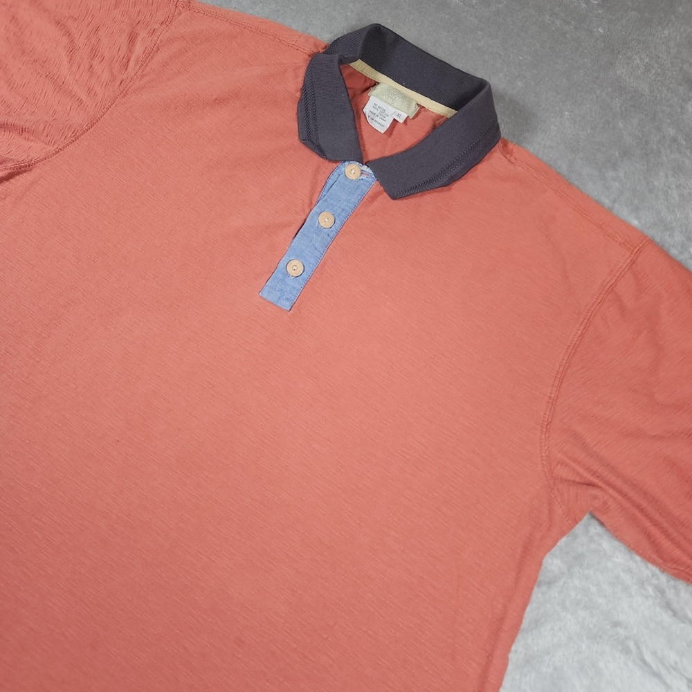 Territory Ahead Polo Shirt Mens XL Rust‎ Orange Contrast Collar Cotton Casual